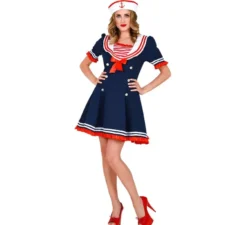 Abito da marinaio con fiocco rosso per donna