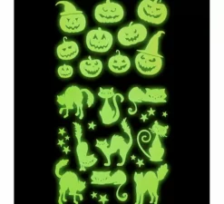 Adesivi fluorescenti zucca e gatto 21x15 cm