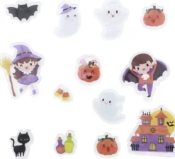 13 adesivi in gel di streghe, vampiri e fantasmi, modelli assortiti
