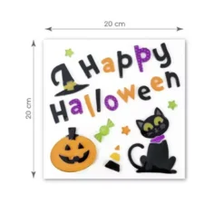 Adesivo in gel con gatto e zucca di Happy Halloween