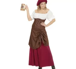 Allegro costume medievale da locandiere per donna