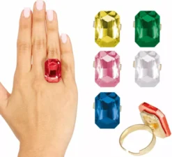 Anello con pietra preziosa imitazione in colori assortiti
