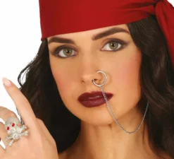 Anello e orecchino con piercing da pirata adulto