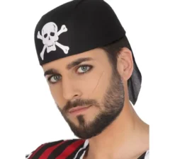 Bandana nera da pirata con teschio