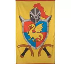 Bandiera gialla medievale con scudo 150 x 90 cm