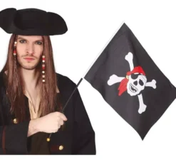 Bandiera Pirata con Bastone 42X30 cm