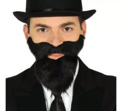 Barba e baffi neri con adesivo