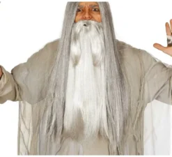 Barba extra grigia di mago