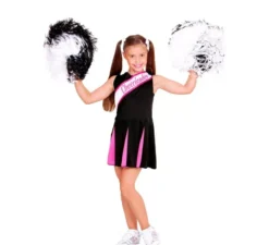 Bellissimo costume da cheerleader nero e rosa per bambina