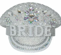 Berretto da poliziotto da sposa in argento con strass per adulto