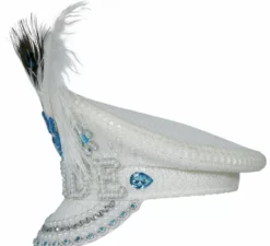 Berretto Police da sposa con piume e strass per adulto