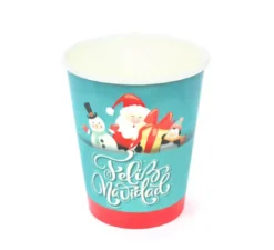 12 bicchieri di carta Merry Christmas blu e rosso da 270 ml