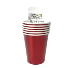 6 bicchieri di carta rosso natalizio da 270 ml