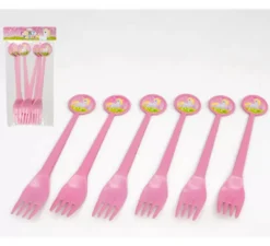 Blister da 6 forchette in plastica unicorno da 17 cm