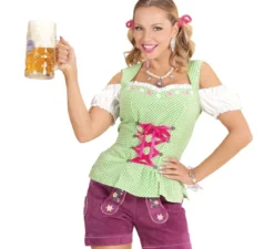 Blusa bavarese verde e rosa da donna