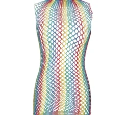 Body a rete multicolore da donna