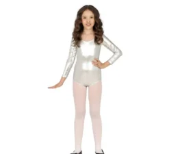 Body o body a maniche lunghe color argento metallizzato per bambini