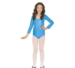 Body o body a maniche lunghe turchese metallizzato per bambini