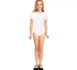 Body o body da balletto bianco a maniche corte per ragazza