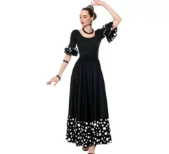 Body o body Sevillana con Lunar Ruffle bianco e nero da donna
