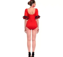 Body o body Sevillana con volant Lunar rosso da donna