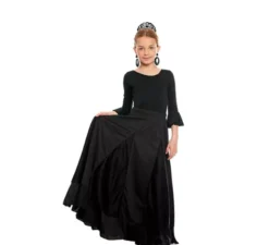 Body o body Sevillana in lycra con volant nero per bambina