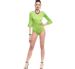 Body o body Sevillana in lycra con volant verde da donna