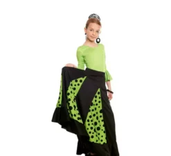 Body o body Sevillana in lycra con volant verde per bambina
