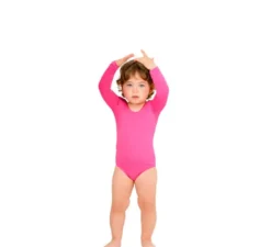 Body o maglia fucsia a maniche lunghe per bambina