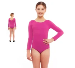 Body o maglia fucsia a maniche lunghe per bambina