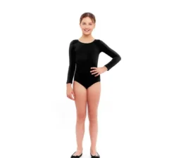 Body o maglia nera a maniche lunghe per ragazza