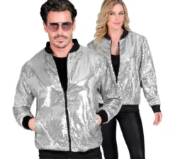 Bomber Fiesta argento con paillettes per adulto