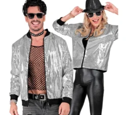 Bomber Fiesta argento con paillettes per adulto