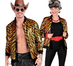 Bomber moda a righe dorate con paillettes per adulto