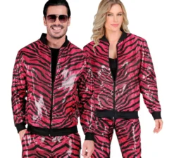 Bomber moda per adulto con stampa animalier a righe fucsia