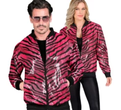 Bomber moda per adulto con stampa animalier a righe fucsia