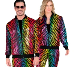 Bomber moda per adulto con stampa animalier a righe multicolori