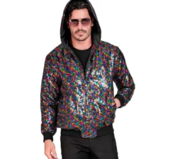Bomber multicolor a pois con cappuccio per adulto