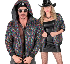 Bomber multicolor a pois con cappuccio per adulto