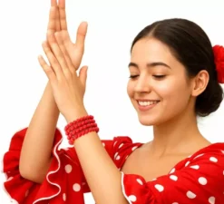 Bracciale rosso a 4 fili per ballerine di Sevillanas o Flamenco