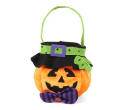 Busta porta caramelle in velluto zucca 18x16 cm