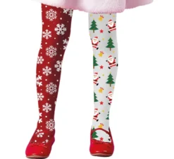 Calze di Natale per bambini con doppia stampa di fiocchi di neve e albero