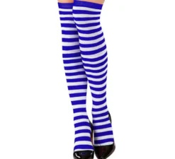Calzini al ginocchio a righe bianche e blu da donna 64 cm