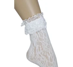 Calzino corto in pizzo bianco per adulto
