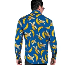 Camicia a maniche lunghe da uomo con stampa a banana