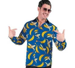 Camicia a maniche lunghe da uomo con stampa a banana