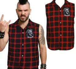 Camicia a quadri punk da uomo