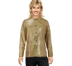 Camicia da discoteca dorata da uomo