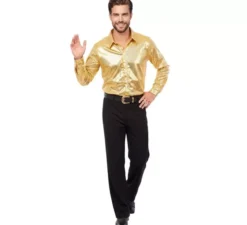Camicia da festa in oro metallizzato per adulti