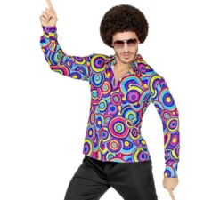 Camicia da uomo con stampa anni '70 in stile disco